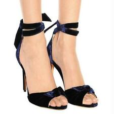 Womens New Fashion Velvet Bow Knot Ankle Strap High Heel Sandals Party Shoes EMO