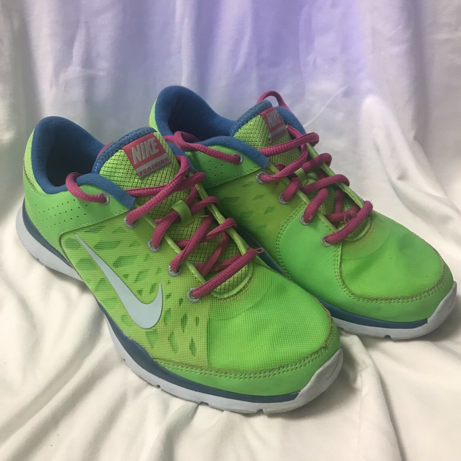 Womens Nike Flex Trainer 3 Size 8.5 Green Purple Running Walking Shoes Sneakers