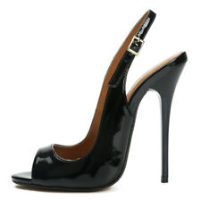 Women's Peep Toe High Heels Pumps Ladies Slingback Shoes Ankle Strap Black Red