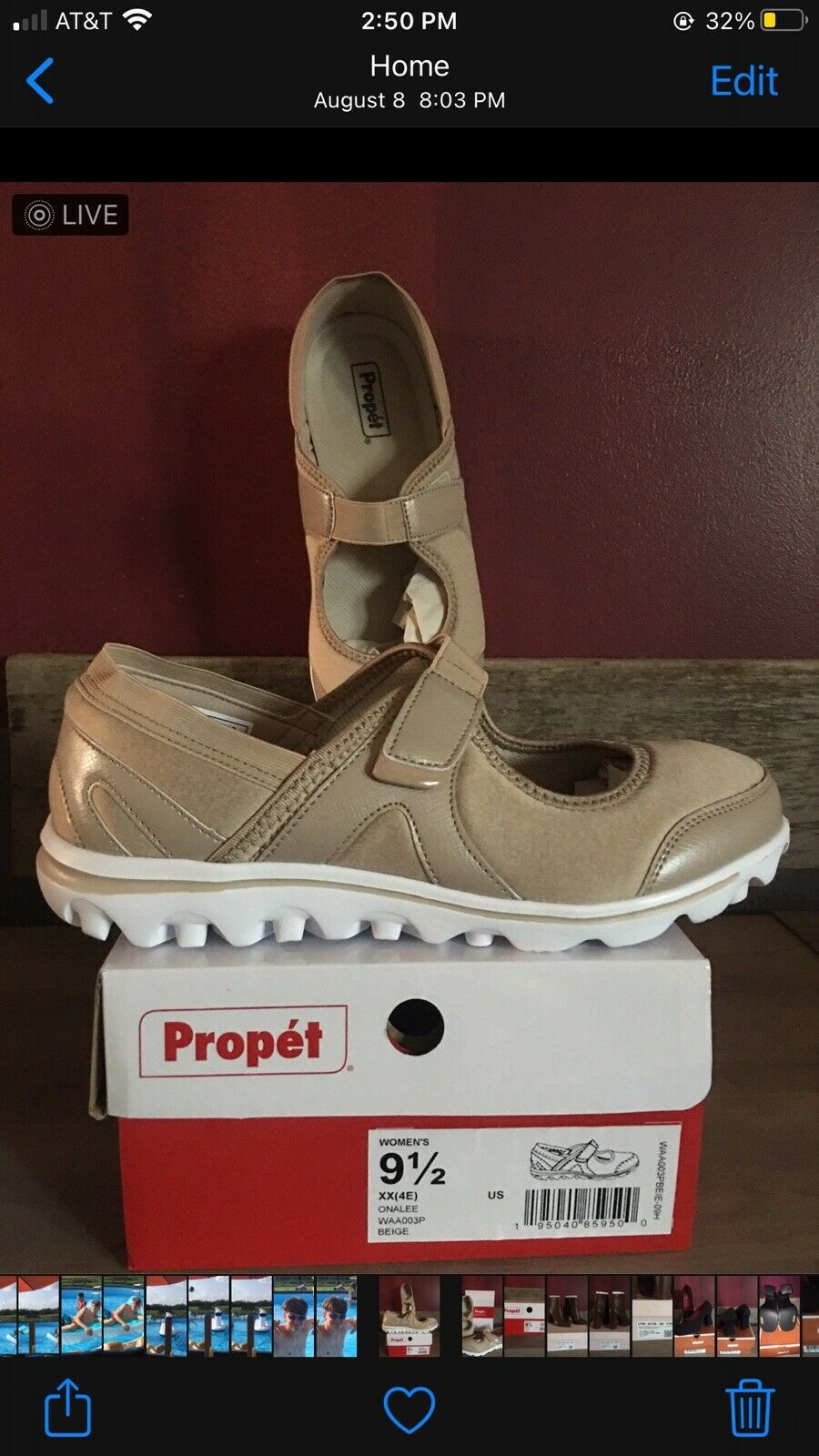 womens propet shoes. Onalee Style. Beige In Color. Size 9.5 XX(4E Wide)