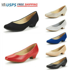 Women's Pump Shoes Low Chunky Heel Round Toe Slip On Pump Dress Shoes