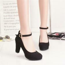 Women's Round Toe Mary Jane Ladies High Heels Ankle Strap Shoes Work Dress Pumps
