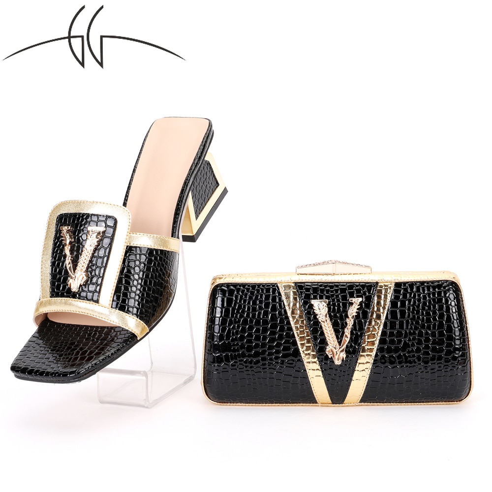 Women's shoes 2021 and bag matching set Nigeria party dinner bags for women high heels summer wedding Italian shoe and bag set