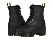 Women's Shoes Dr. Martens LEONA FAUX FUR Leather Platform Boots 26190001 BLACK