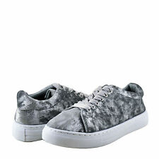 Women's Shoes Qupid Reba 161C Lace Up Fashion Sneakers Grey Crush Velvet