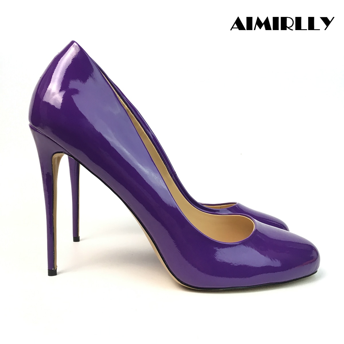 Women‘s Shoes Round Toe High Heels Pumps Ladies Formal Evening Party Wedding Dress Shoes Purple Sexy Heels Slip On Aimirrly