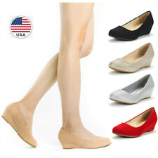 Women's Slip On Pump Shoes Wedge Heel Round Toe Comfort Pump Dress Shoes