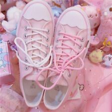 Women's Sneakers Sweet Pink Shoes Kawaii Girls Flats Strawberry Print Canvas