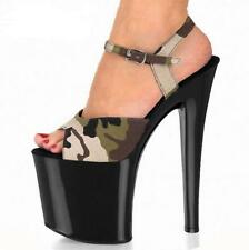 Womens Trendy Sexy Camouflage Peep Toe Pumps High Heels Platform Party Shoes US