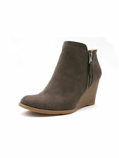 Womens Wedge Boots Suede Fashion Zip-Up Ankle Booties Heeled Shoes for Women