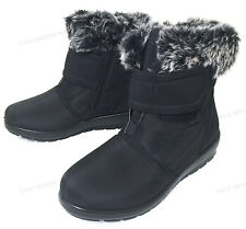 Womens Winter Boots Hook and Loop Fashion Zipper Warm Fur Lined Ankle Shoes Size