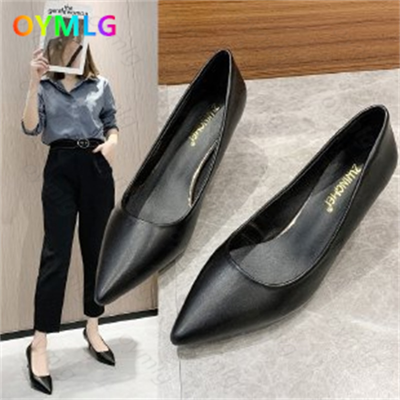 Work shoes women 2021 fall new pointed leather shallow mouth ladies stiletto single shoes professional high heels women