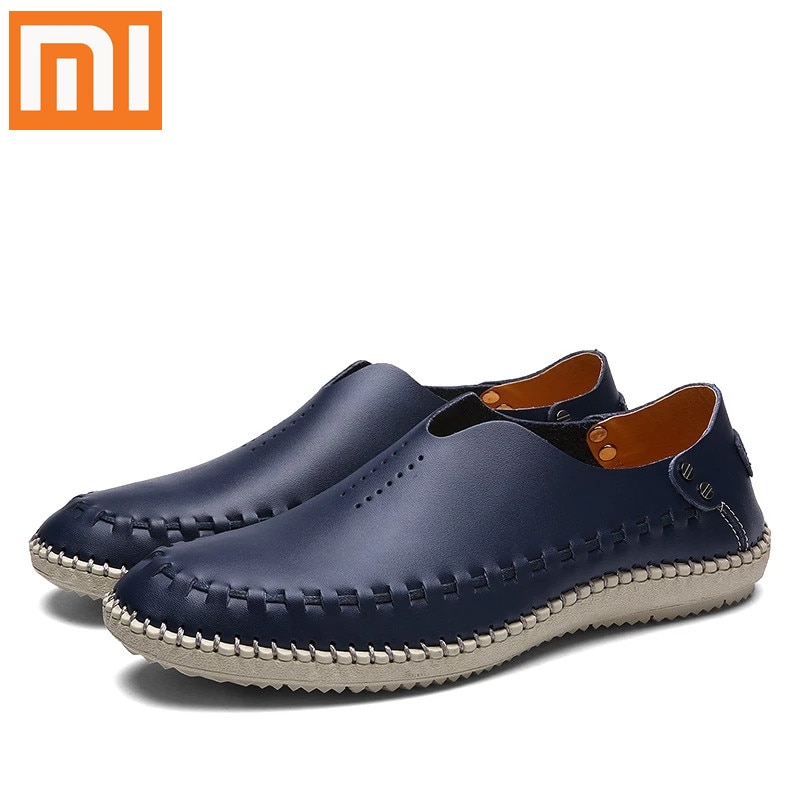 Xiaomi New Causal Shoes Men Loafers Genuine Leather Moccasins Men Driving Shoes High Quality Flats for Man Big Size