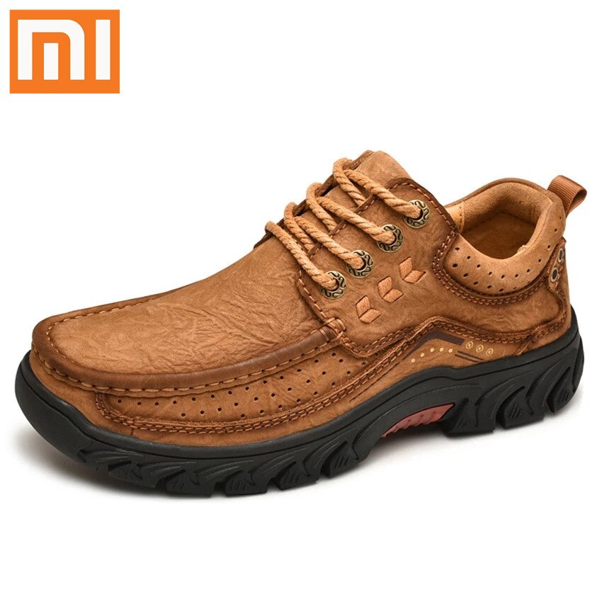 Xiaomi New High Quality Men's Shoes Genuine Leather Casual Shoes Waterproof Work Shoes Cow Leather Loafers Plus Size 38-46
