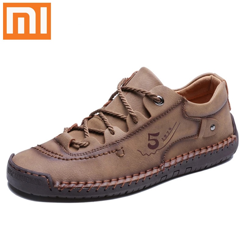 Xiaomi New Men Casual Shoes Handmade Leather Loafers Comfortable Men's Shoes Quality Split Leather Flat Moccasins for Men