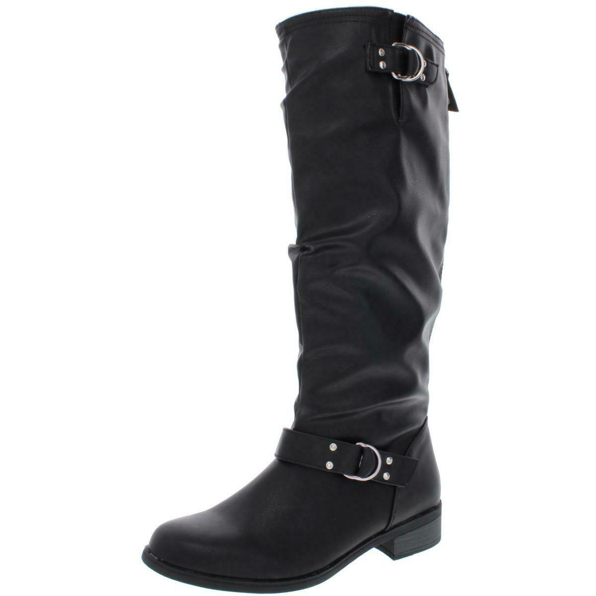 XOXO Womens Minkler Black Tall Riding Boots Shoes 7.5 Medium (B,M) BHFO 2465