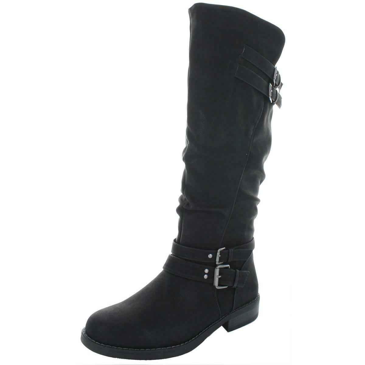 XOXO Womens Morton Black Knee-High Riding Boots Shoes 7.5 Medium (B,M) BHFO 2297
