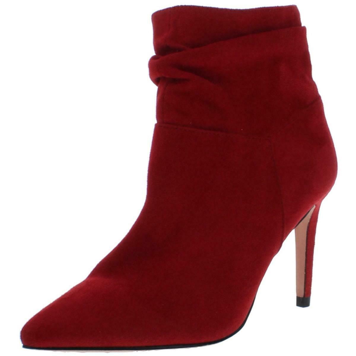 XOXO Womens Taniah Red Faux Suede Pumps Booties Shoes 7.5 Medium (B,M) BHFO 2665
