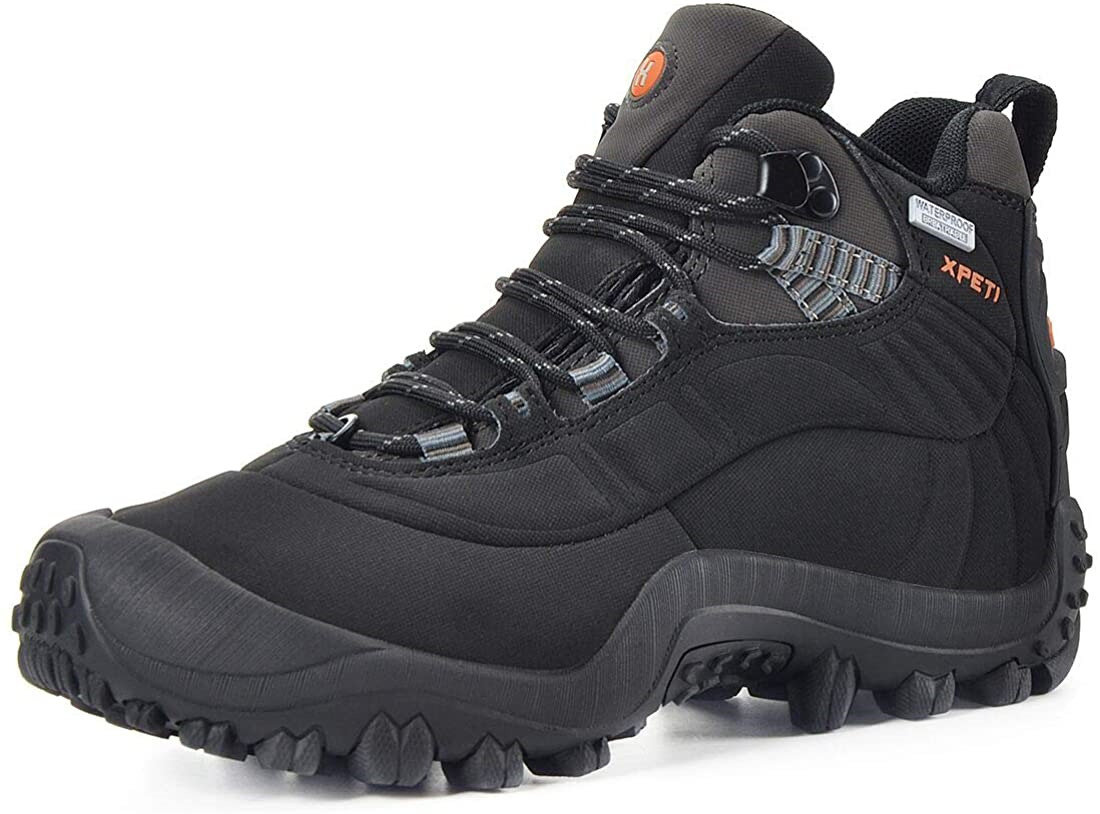 XPETI Men's Thermator Mid Waterproof Hiking Hunting Trail Outdoor Boot Black 9.5