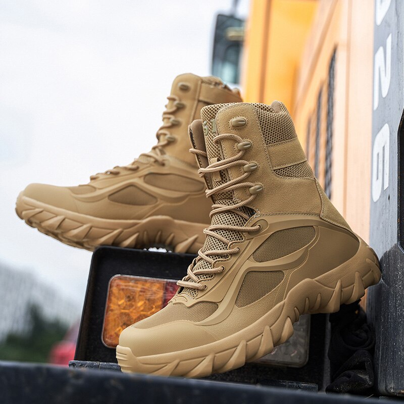 Yellow Desert Outdoor High Quality Military Boots Man Tactical Boots Men Hot Sale High Top Non Slip Men's Hiking Shoes Botas