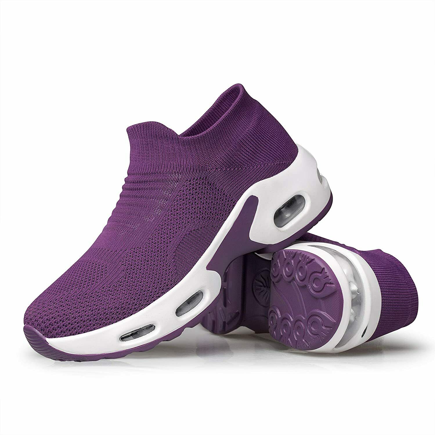 YHOON Women's Walking Shoes Slip-on - Sock Sneakers, Dark Purple, Size 10.0 HoTW