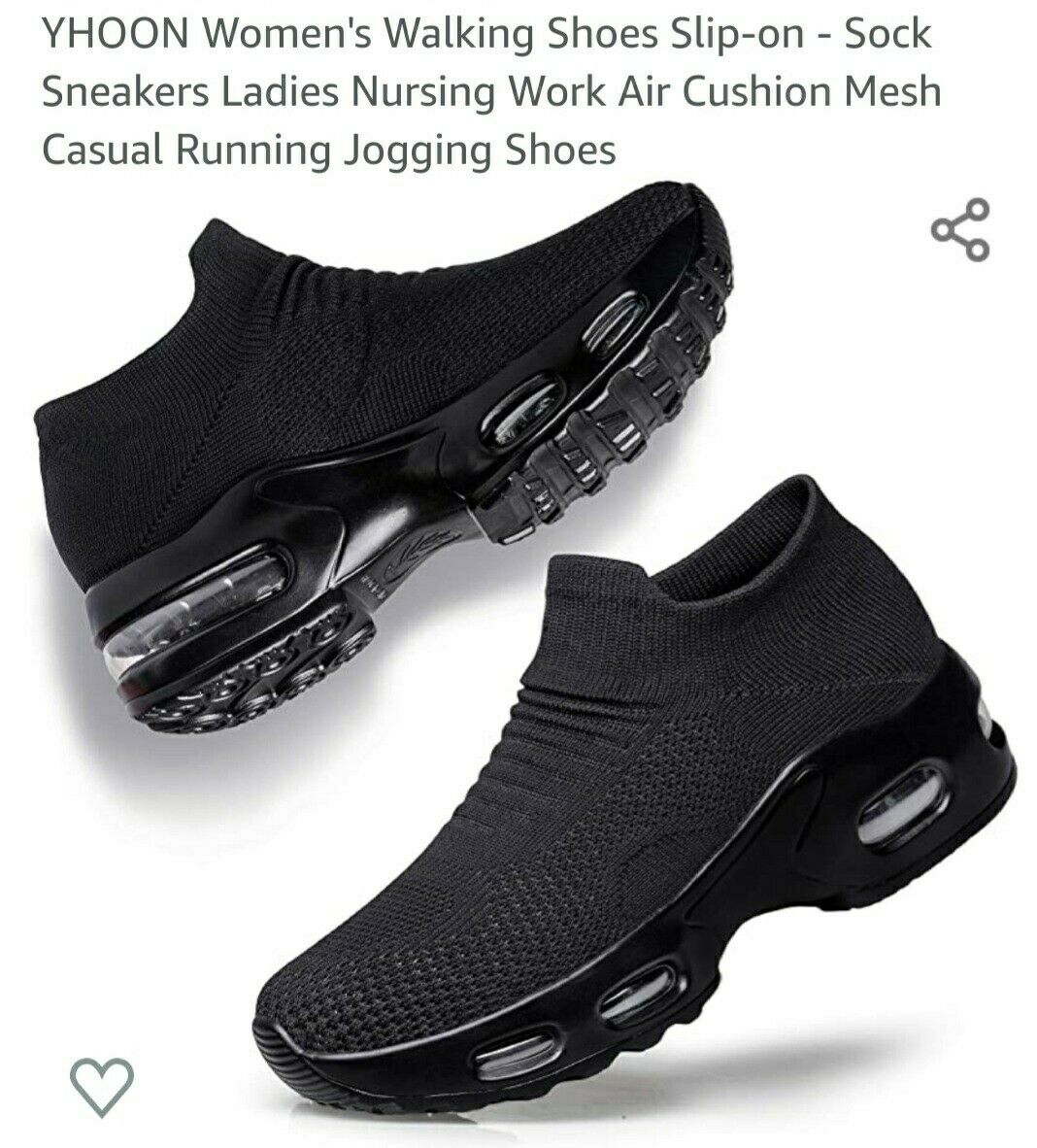 Yhoon Women's Walking Shoes - Sock Sneakers Slip-on Mesh Platform Air Cushion