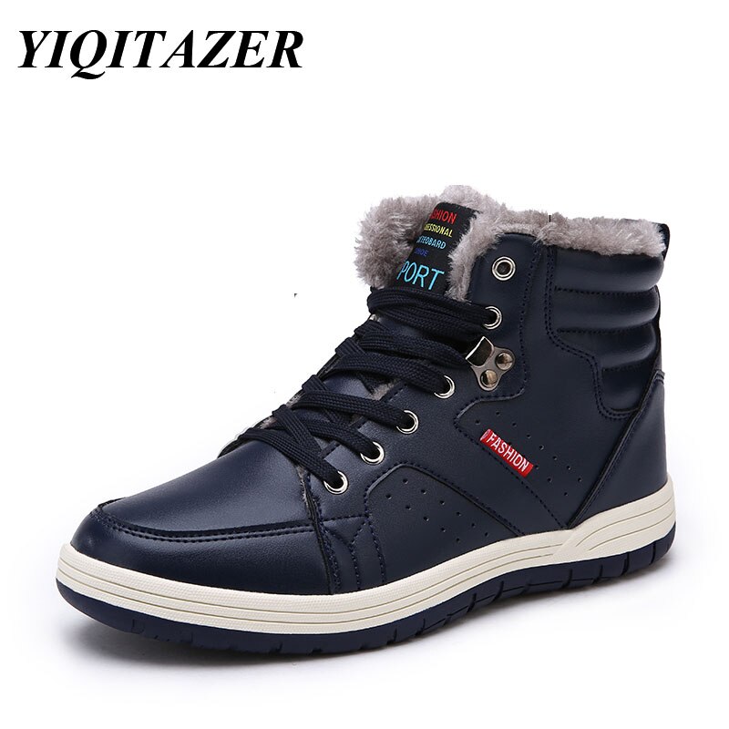 YIQITAZER 2018 Genuine Leather Lace up Military Ankle Fur Boots Men,Nature Wool Winter Snow Rubber Army Boots Man Leather Shoes