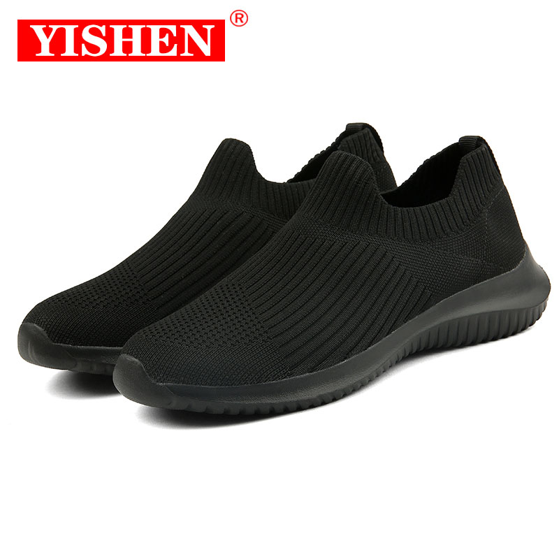 YISHEN Women Casual Shoes Fashion Breathable Walking Mesh Flat Sneakers Women Gym Vulcanized Shoes White Black Female Footwear