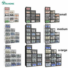 YITAHOME 12PCS Plastic Shoe Box Sneaker Cases Storage Organizer Container S M XL