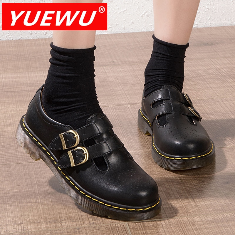 YUEWU Mary Jane Women’s Large Size Sandals Lace Up Women’s Shoes Genuine Leather Shoe Of Sponge Cake