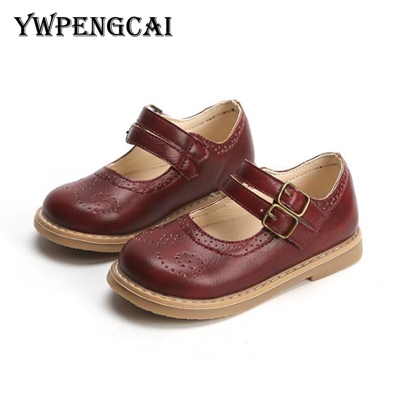 YWPENGCAI Spring Autumn Children Shoes Girls Dress Shoes Kids Oxfords For Girl Double Straps Leather Shoes Size 21-30