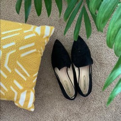 Zara Shoes | Black Velvet Loafers | Color: Black | Size: 7.5