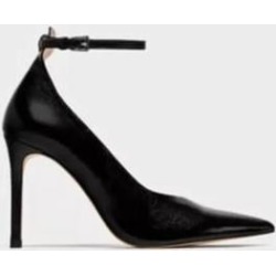 Zara Shoes | High Heel Court Shoes With Beaded Ankle Strap | Color: Black | Size: 8