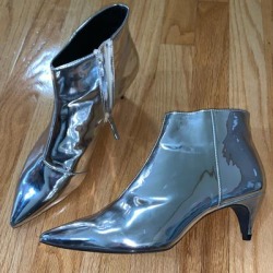 Zara Shoes | Kitten Heel Boot | Color: Silver | Size: 39