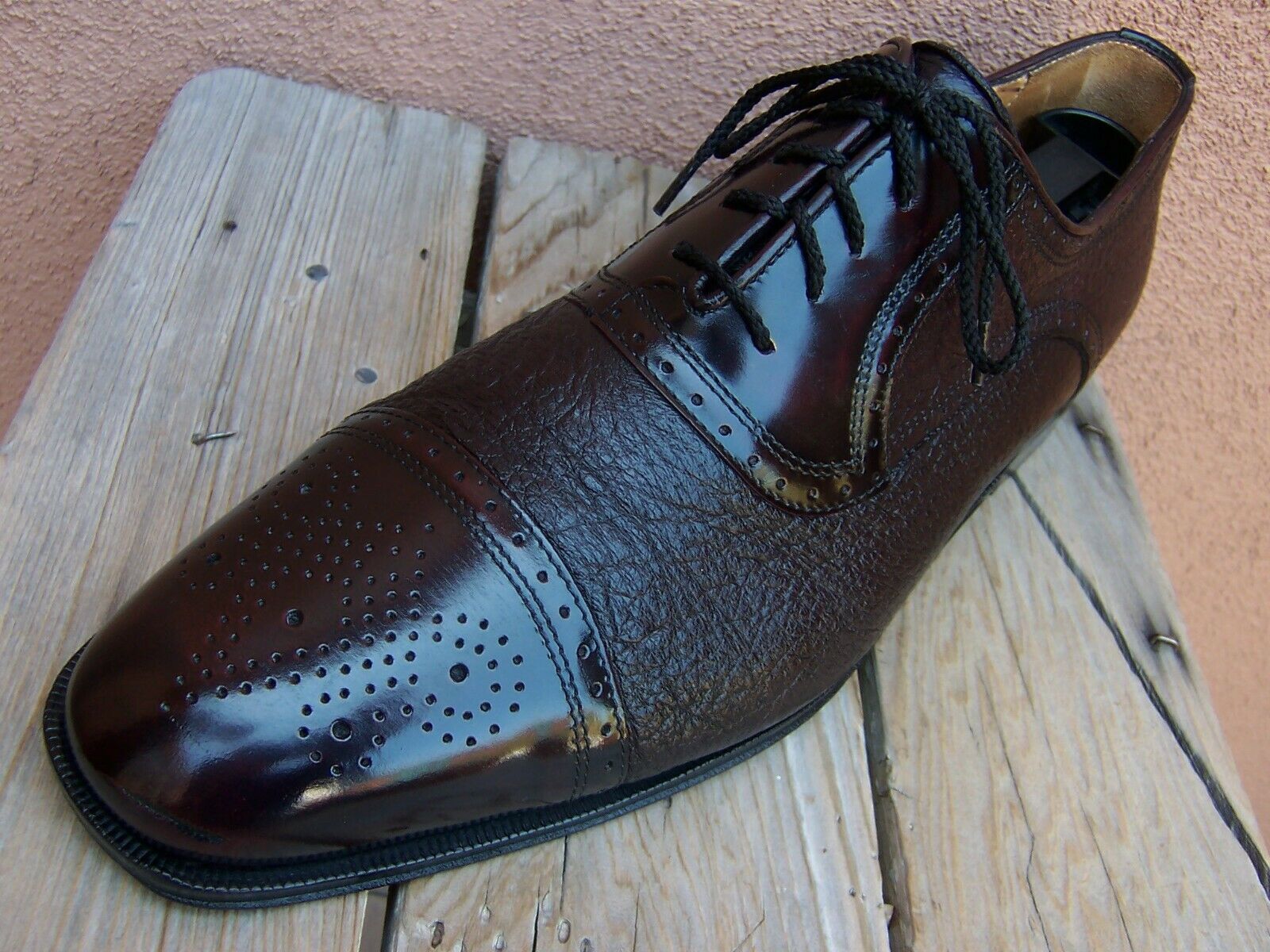 ZELLI Mens Dress Shoes Soft Burgundy Leather Lace Up Italian Oxfords Sz Size 12M