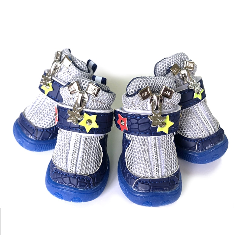 Zipper Dogs Shoes Anti Drop Spring Autumn Breathable Mesh Soft Sole Pet Shoes Chihuahua Outdoor Walking Velcro Puppy Sneakers