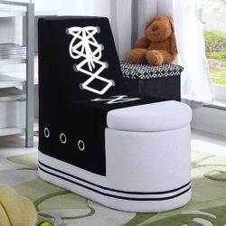 Zoomie Kids Arturo Sneaker Shoe Kids Bench w/ Storage Upholstered in Black, Size 33.0 H x 30.0 W x 19.0 D in | Wayfair ZMIE2054 34538516