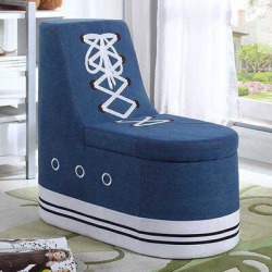 Zoomie Kids Arturo Sneaker Shoe Kids Bench w/ Storage Upholstered in Blue, Size 33.0 H x 30.0 W x 19.0 D in | Wayfair ZMIE2054 34538515