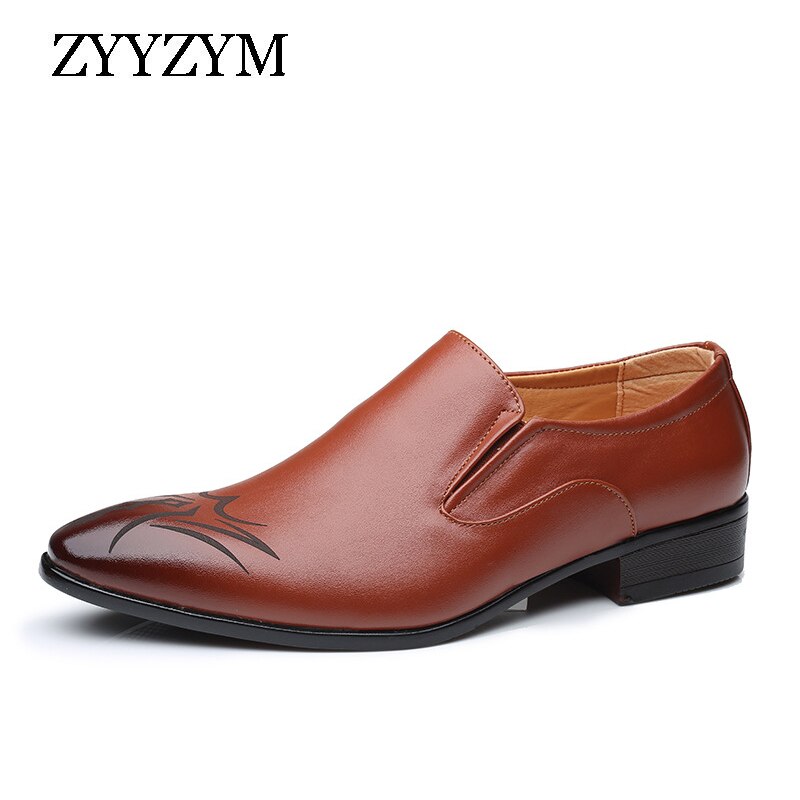 ZYYZYM Spring Men Business Dress Leather Shoes Pointed Toe Cover Fashion Men Shoes EUR 39-45