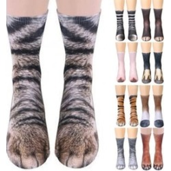 3D Printed Animal Paw Claw Socks Unisex Novelty Warm Cotton Socks Tiger in Multi One Size