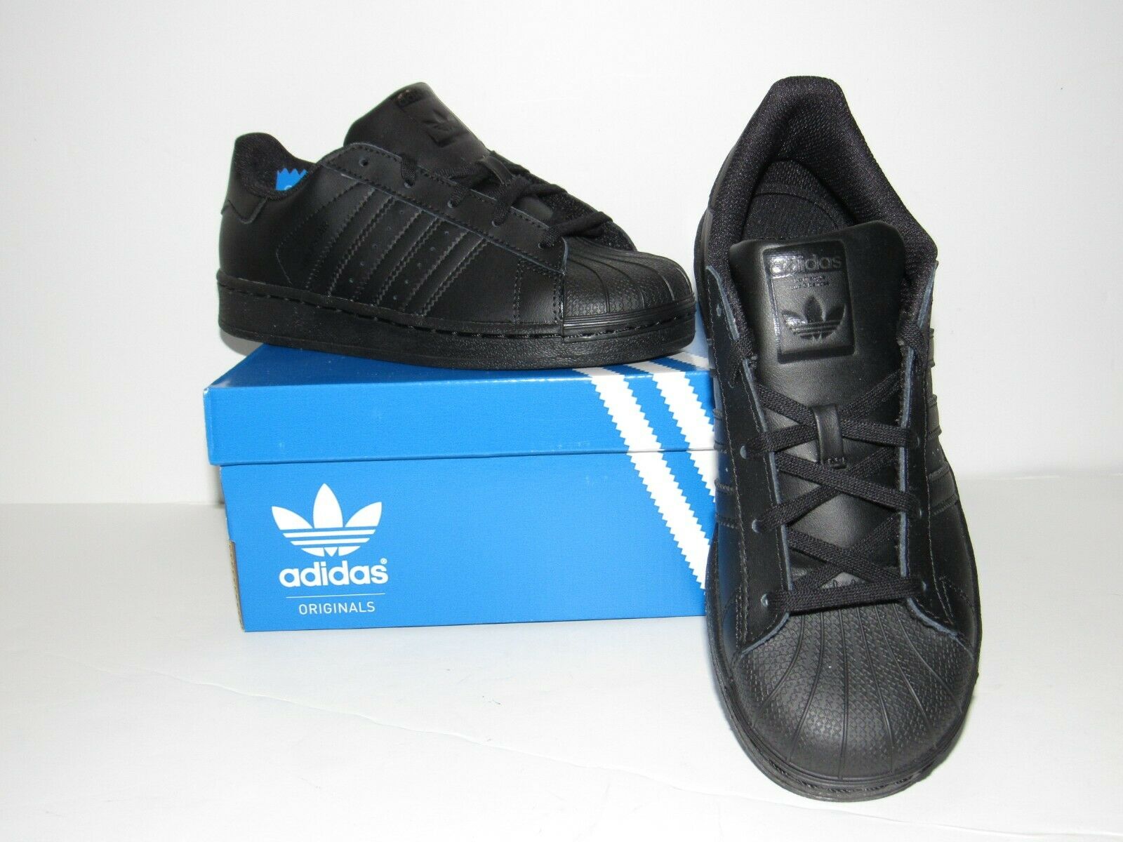 adidas Originals Superstar Black LEATHER Athletic Shoes Youth Kids' size 3