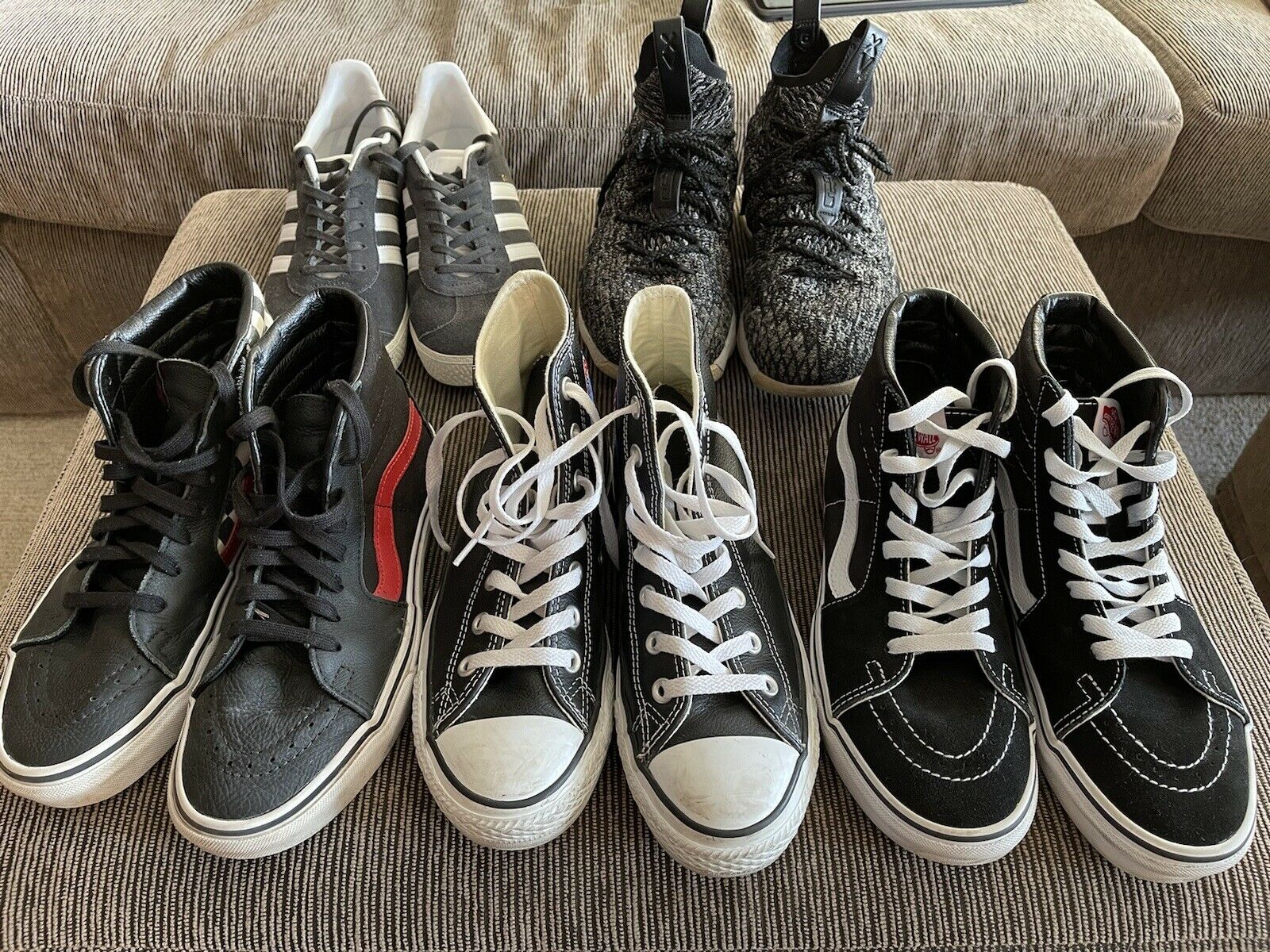 Lot of 5 Pair of Boys Shoes: Nike, Converse and Vans mostly Size 6.5 - Used