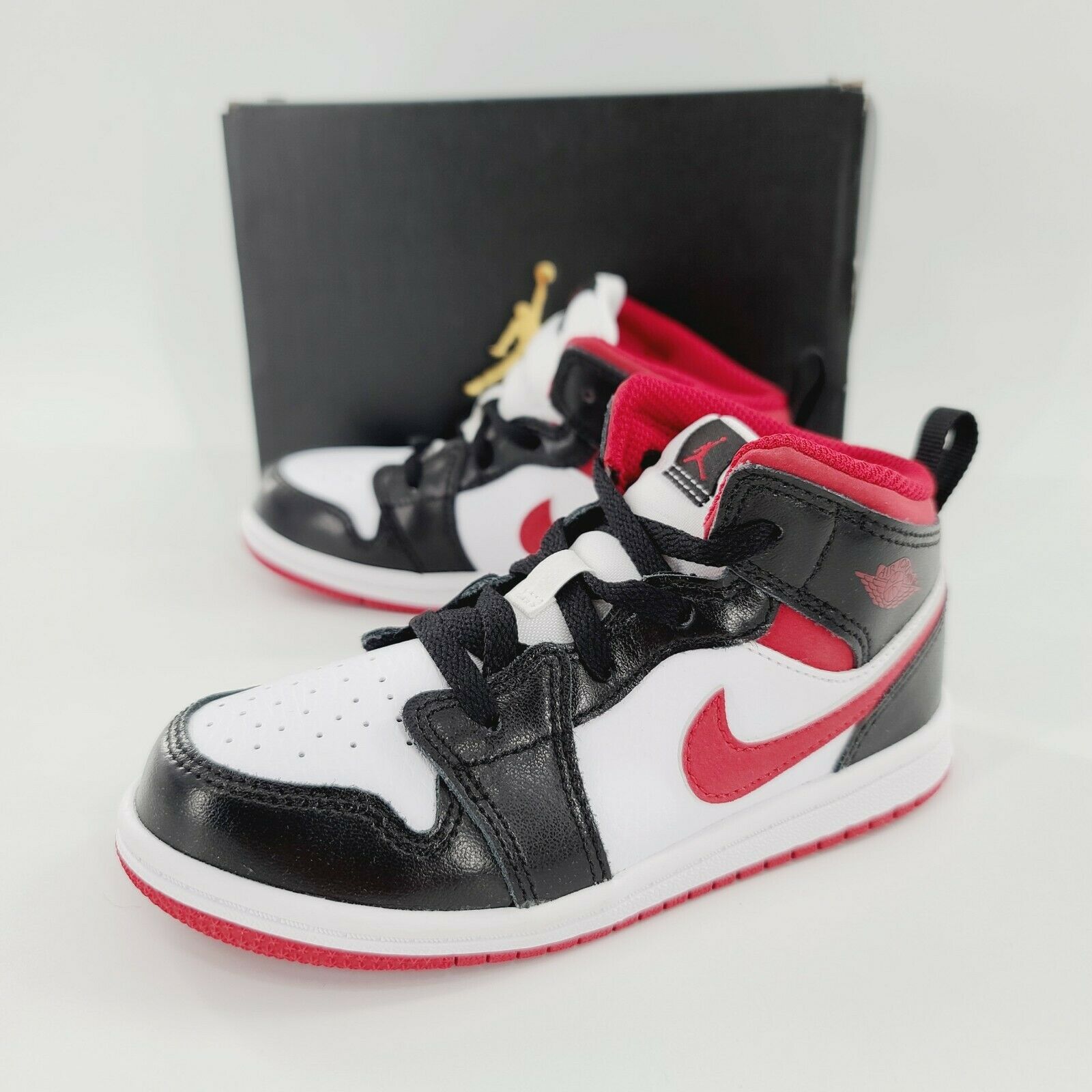 Nike Air Jordan 1 Mid TD Toddler White Gym Red 640735 122 Shoes Size 10c NIB
