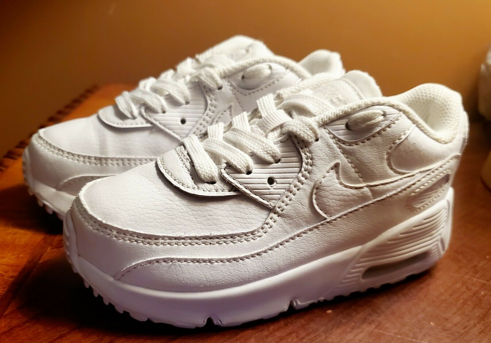 NIKE Air Max 90 Running Shoes - Triple White - Toddler Size 9C - CD6868 100