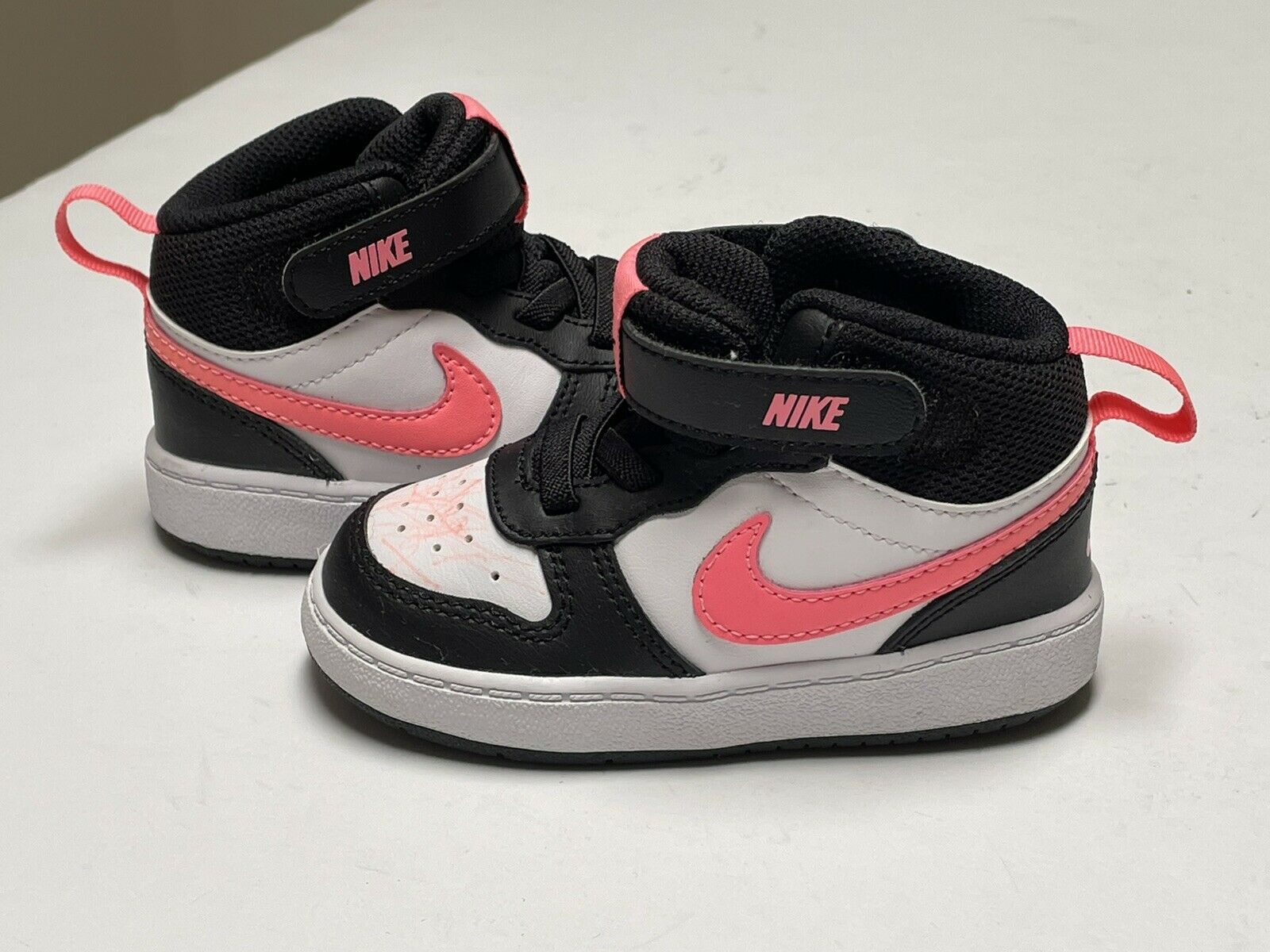 Nike COURT BOROUGH MID 2 Toddler infant Black Pink CD7784-005 Shoe Size 6c