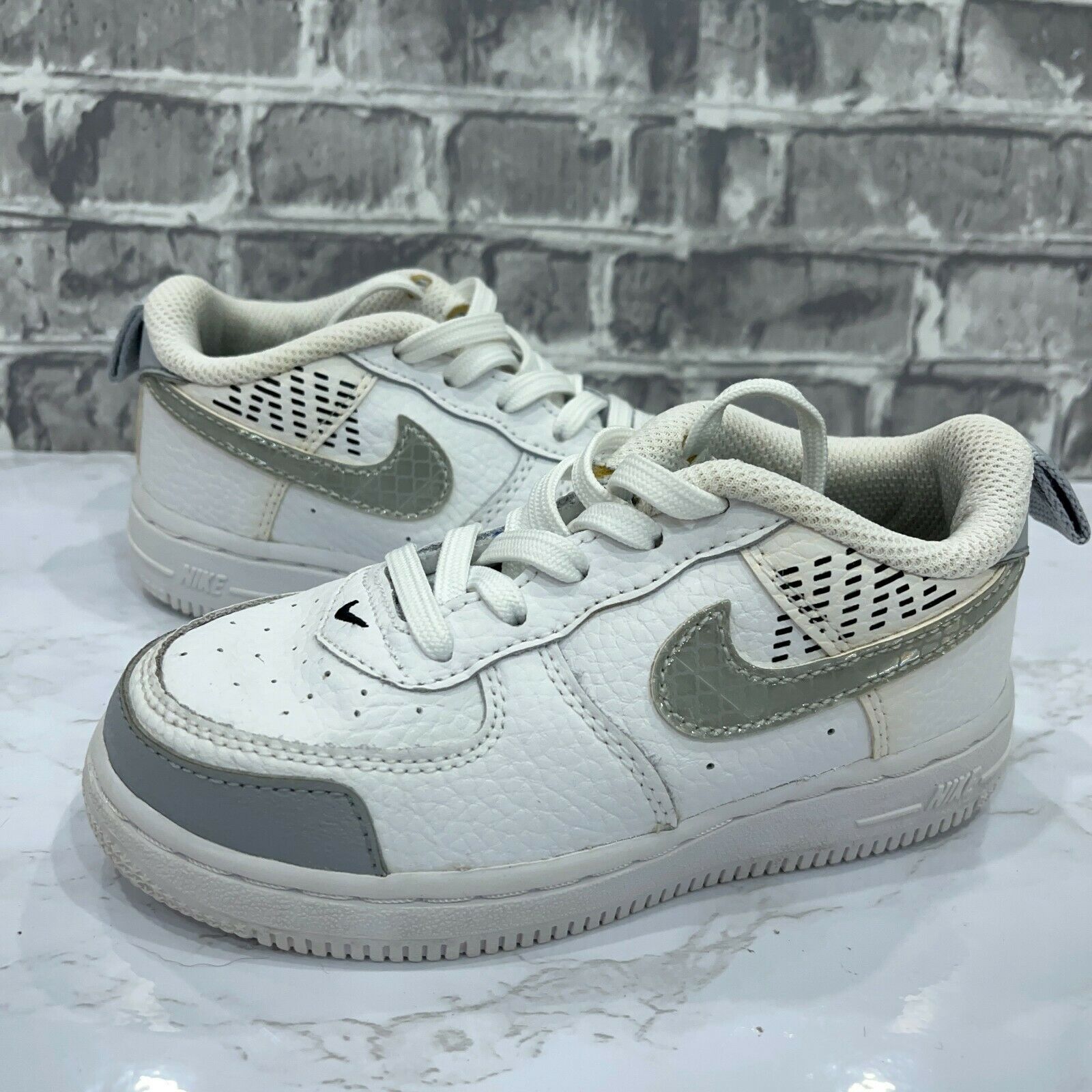 Nike Force 1 LV8 2(TD) Toddlers' Shoes White Wolf Grey Black CK0830-100 Size 9C