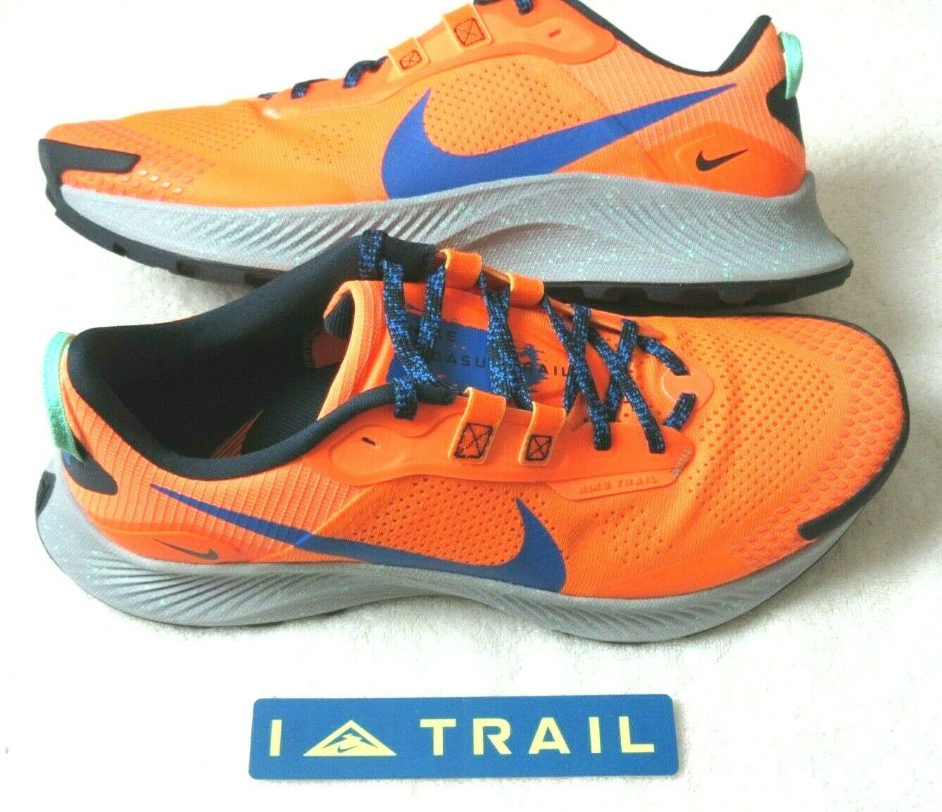 Nike Men's Pegasus Trail 3 Running Shoes Total Orange Signal Blue Size 13 NEW