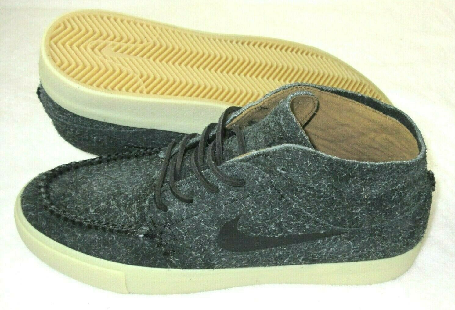 Nike Mens Zoom Janoski Mid RM Crafted Leather Shoes Black Golden Beige Size 10