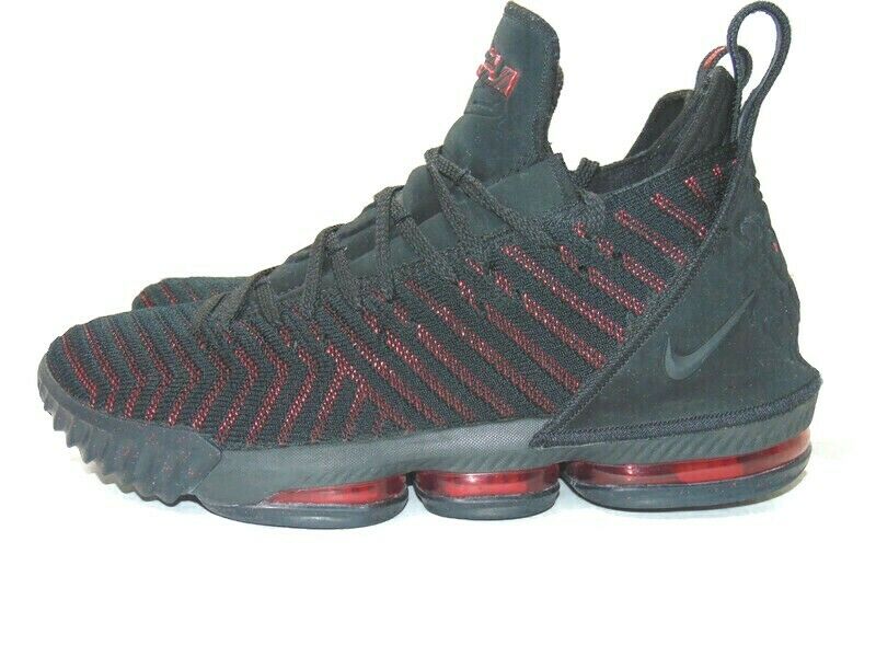Nike Sneakers Black Red Lace Up LeBron 16 Fresh Bred Basketball Shoes Men 10.5