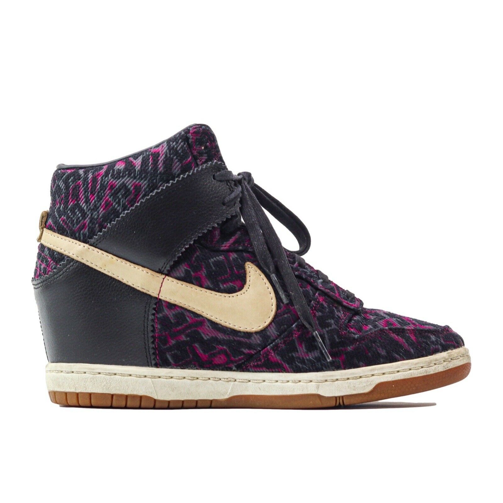 Nike Womens Dunk Sky Hi 585560 001 Premium Black Linen Sneaker Shoes Size 9 (US)